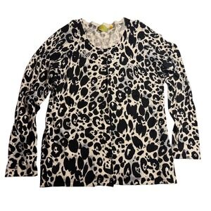 VTG Prima Bella Cardigan Black White Leopard Sequin Embellished Petite XL Women